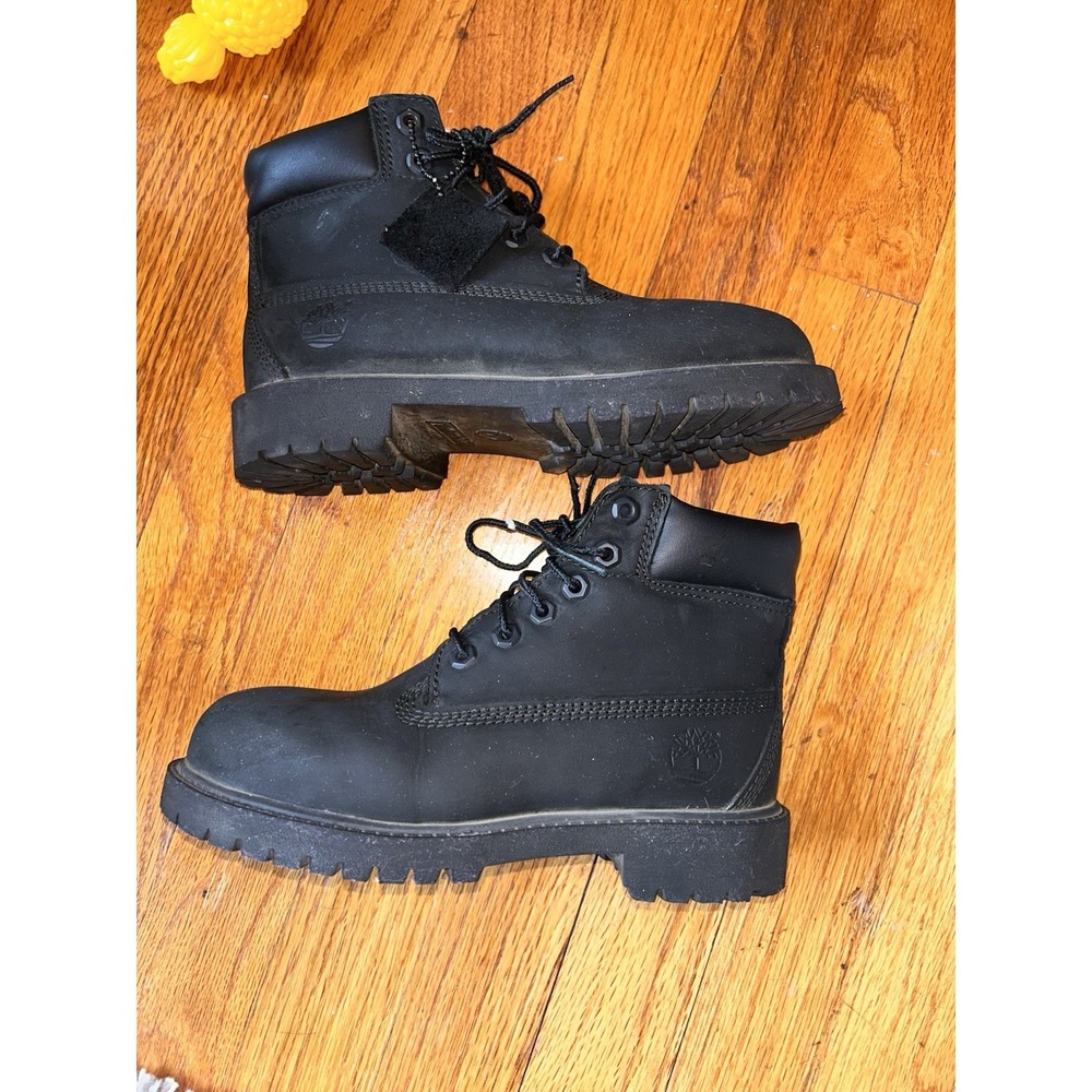 Timberland 6 Inch Premium Waterproof Boot Black Nubuck Youth 1 Fall Preppy - Picture 8 of 9